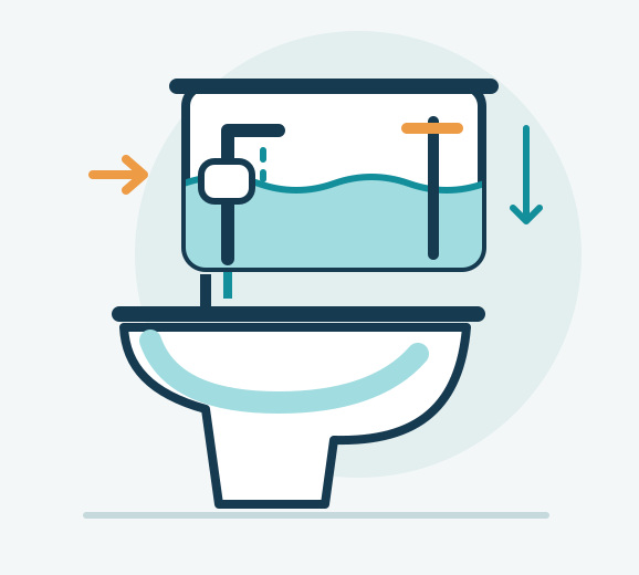 Toilet cistern filling Original illustration of a toilet cistern filling with water